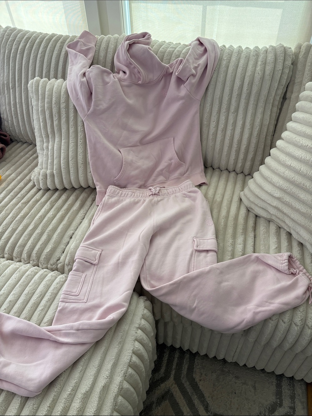 Ninth Hall fundamental Women's Cargo Joggers and Hoodie Set - Soft Lilac